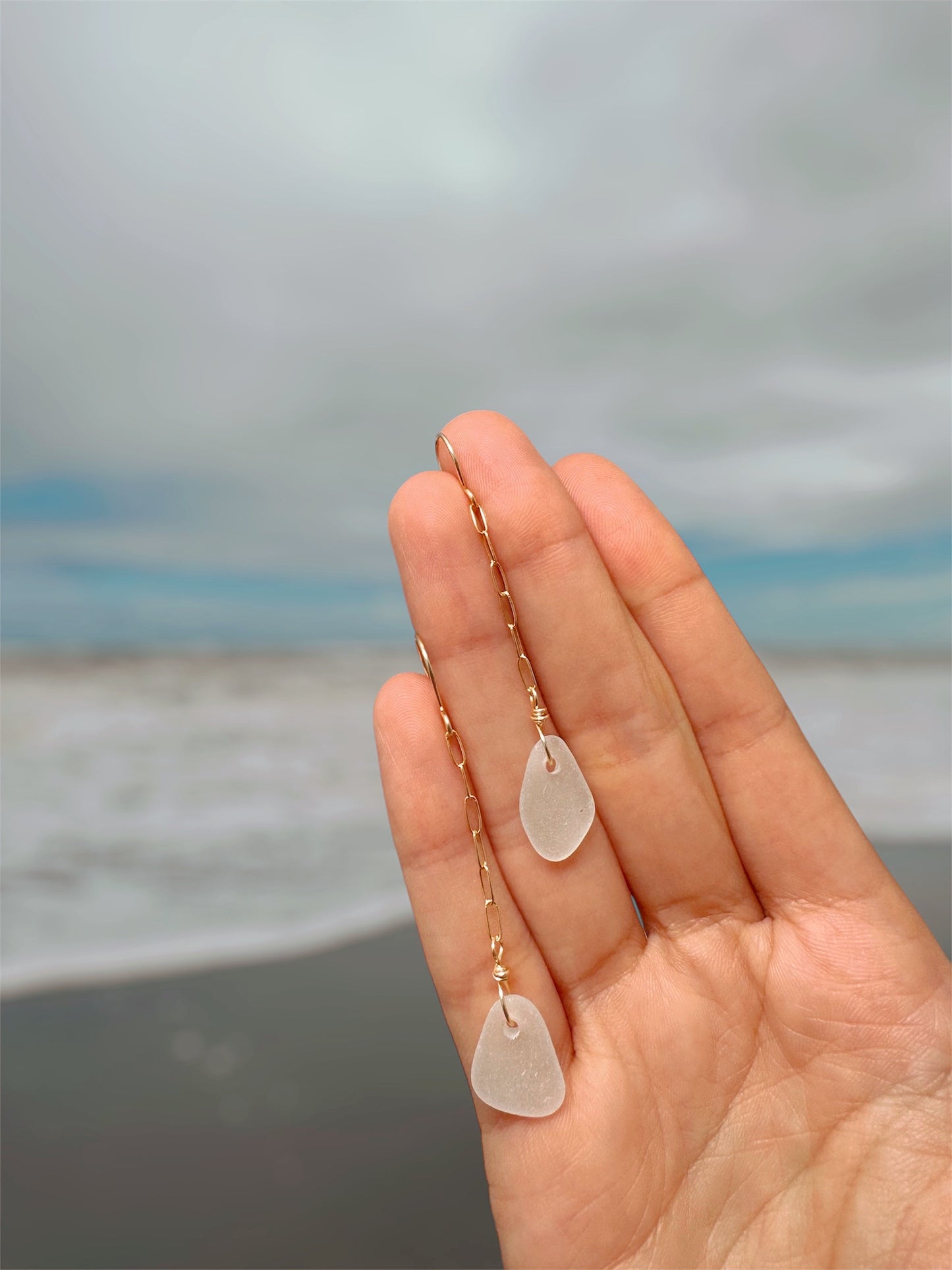 Pale Green Seaglass Earrings