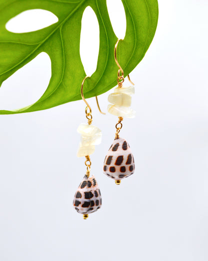 Hebrew Cone + Moonstone Earrings