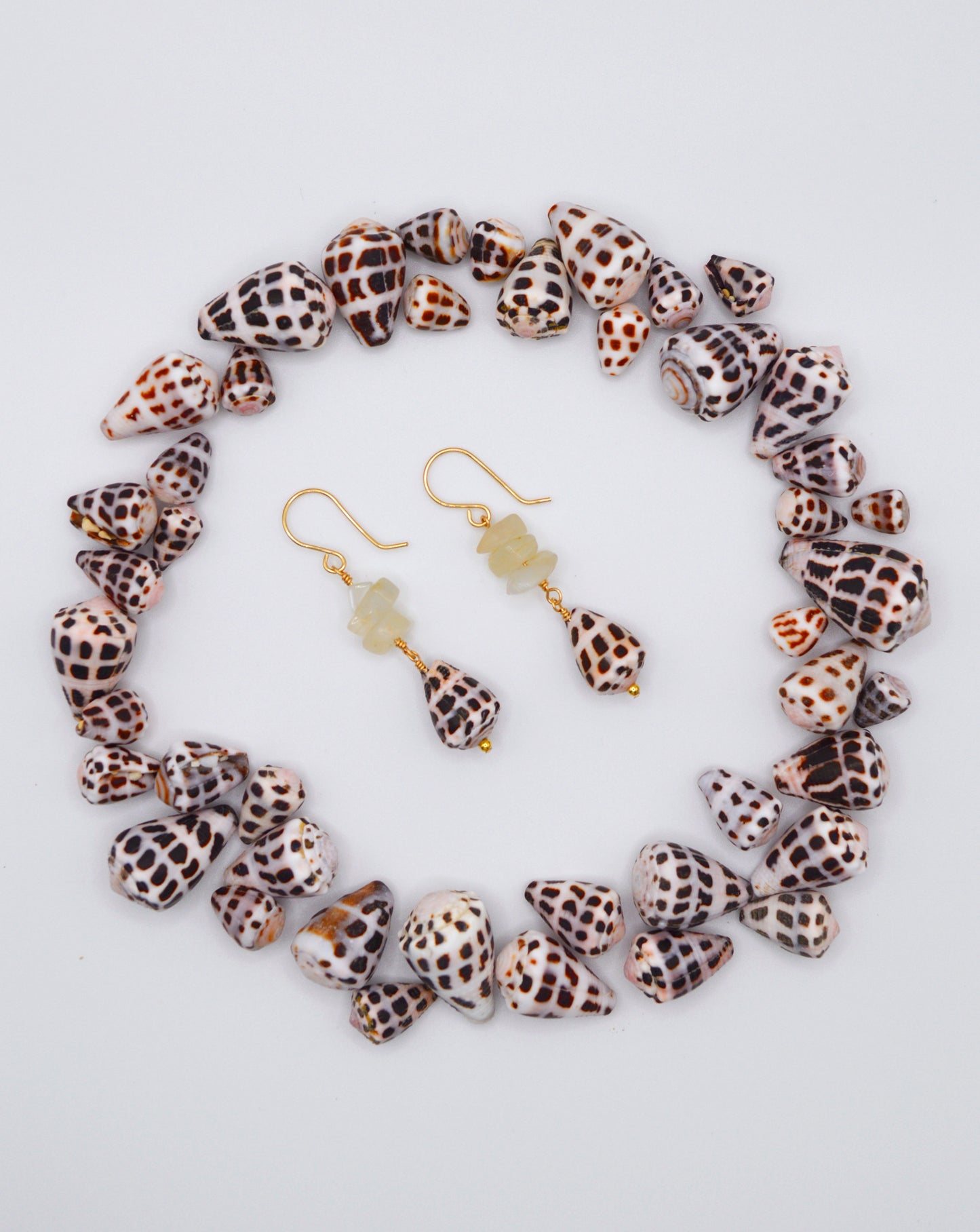 Hebrew Cone + Moonstone Earrings