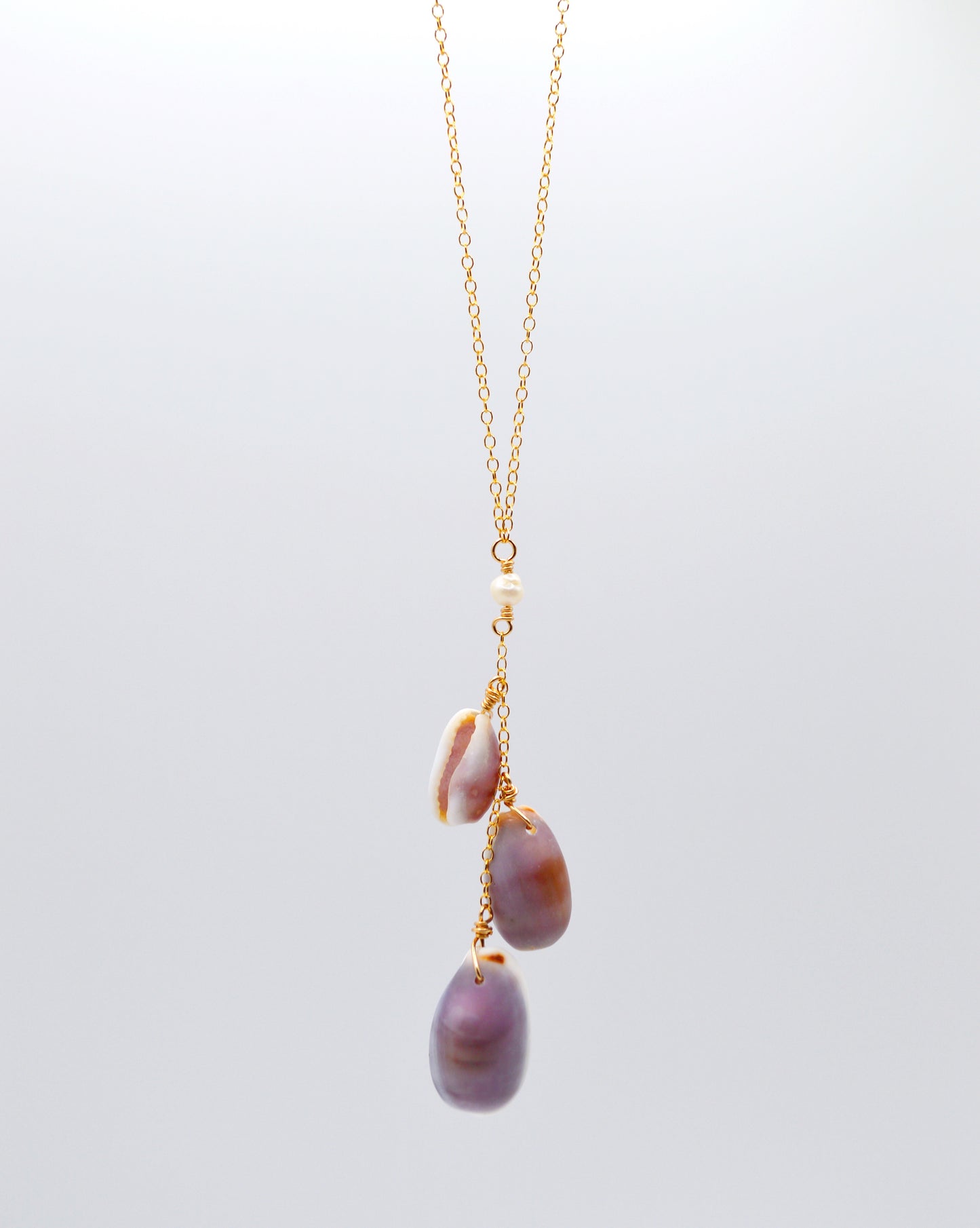 Triple Cowrie Drop Necklace