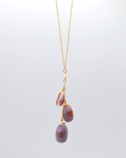 Triple Cowrie Drop Necklace