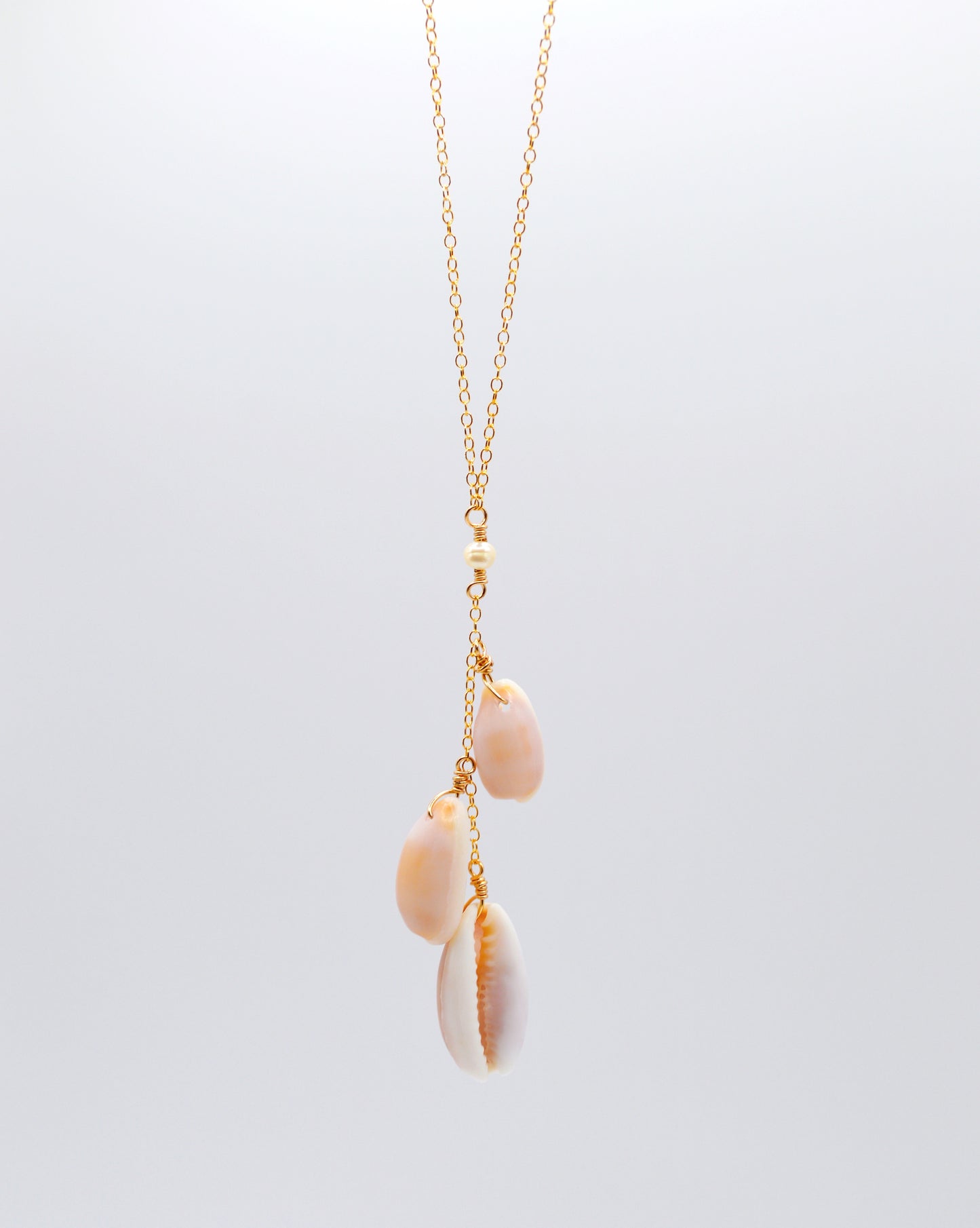 Triple Cowrie Drop Necklace