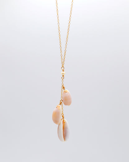 Triple Cowrie Drop Necklace