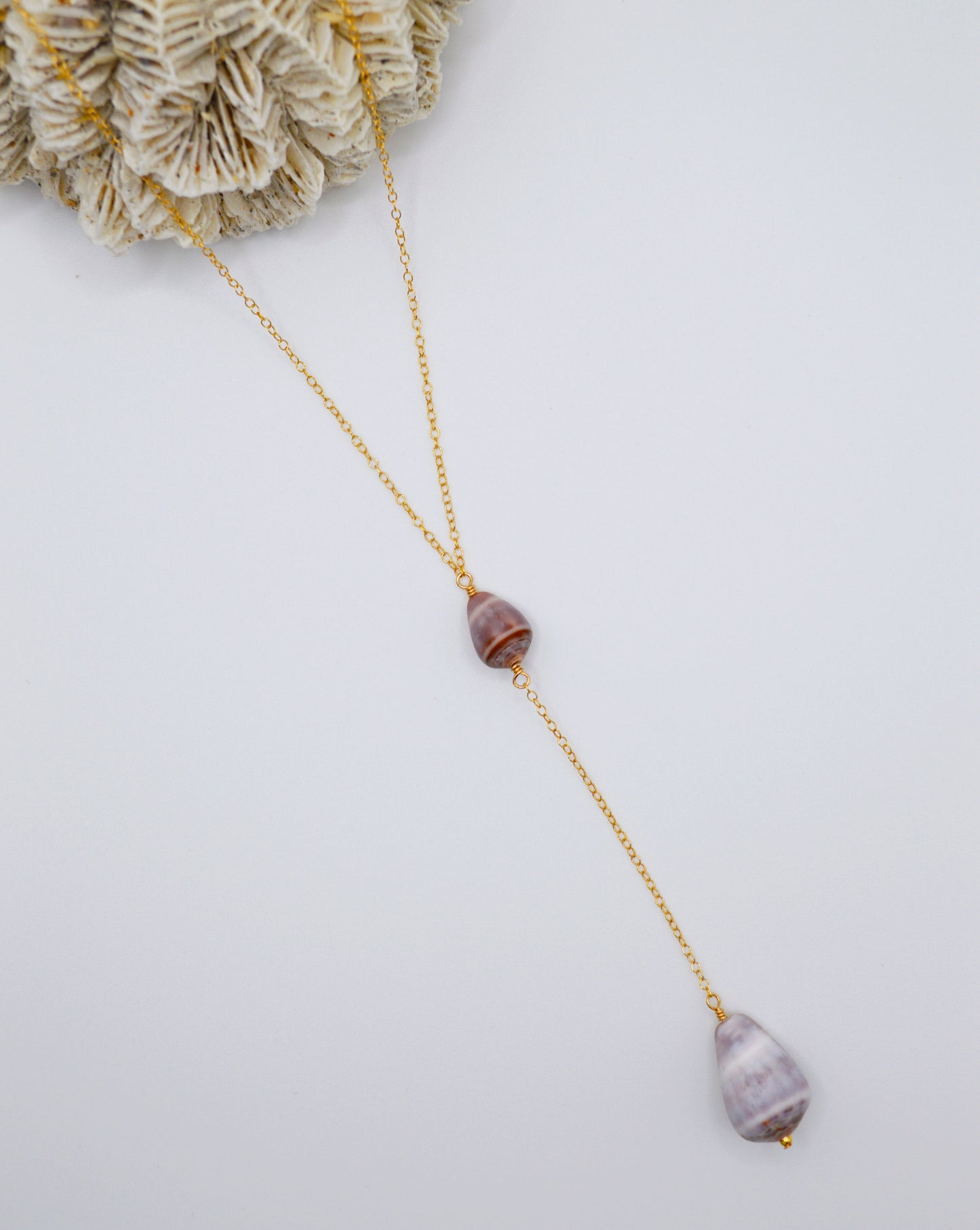 Double Cone Shell Drop Necklace