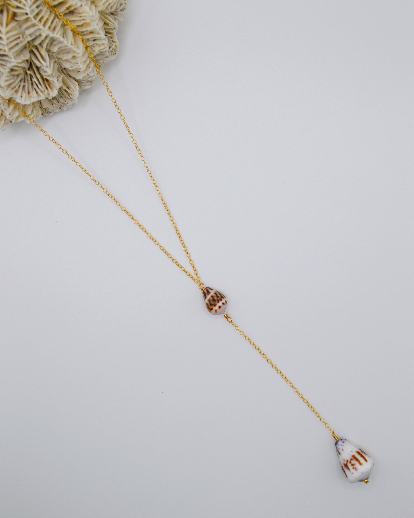 Double Cone Shell Drop Necklace