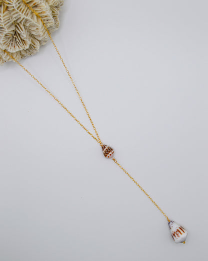 Double Cone Shell Drop Necklace