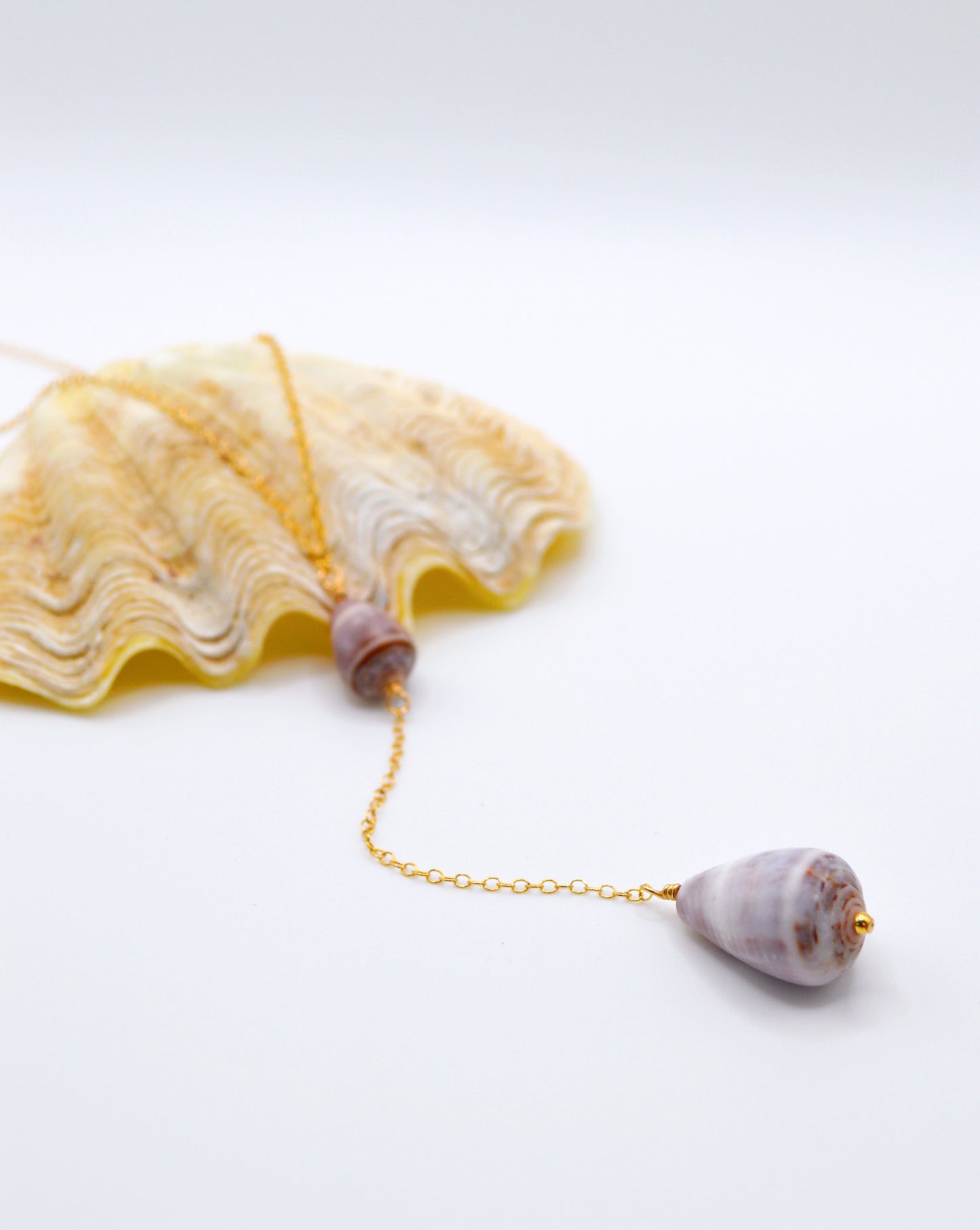 Double Cone Shell Drop Necklace