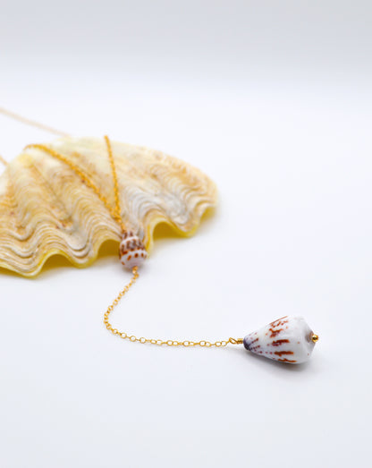 Double Cone Shell Drop Necklace