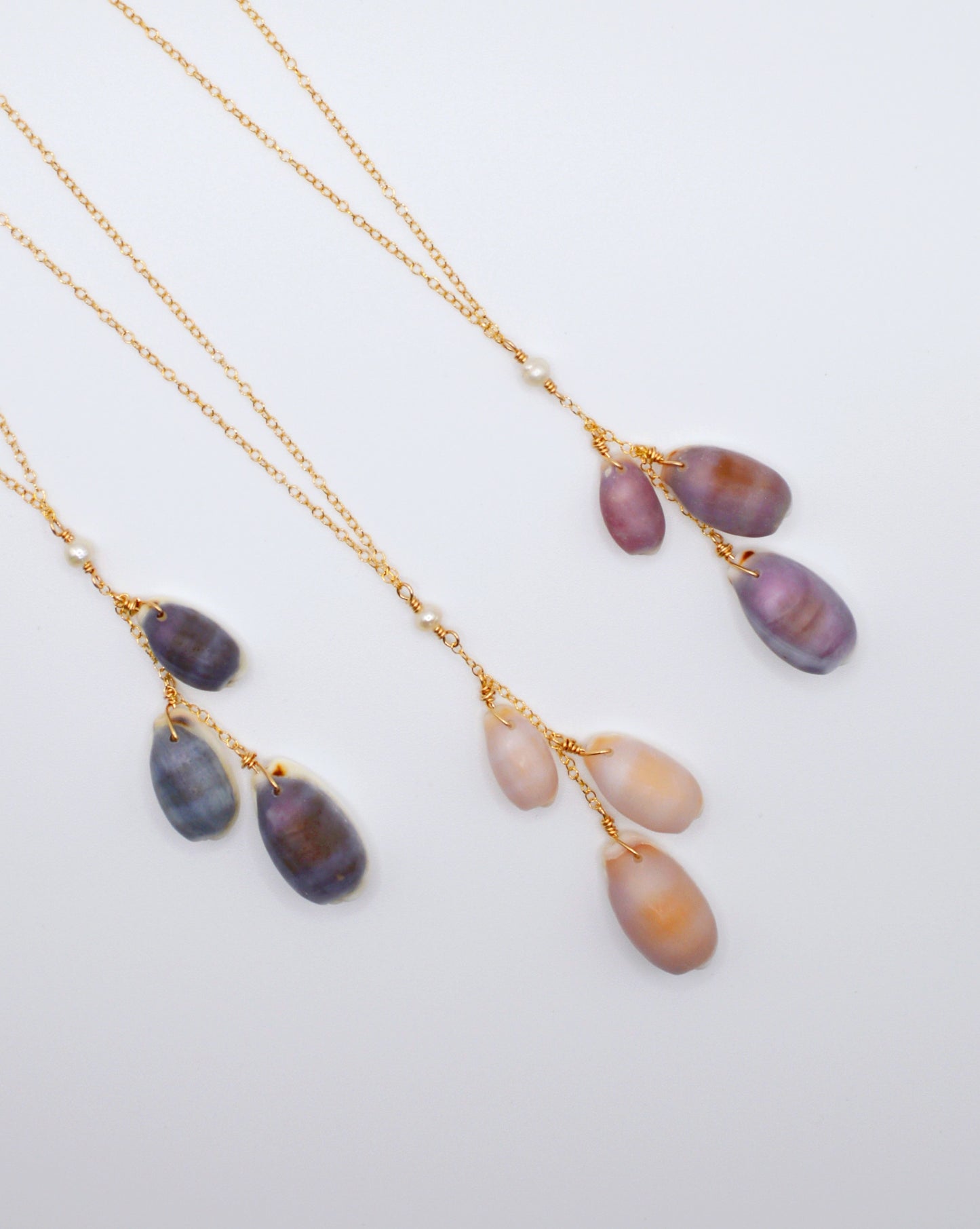 Triple Cowrie Drop Necklace