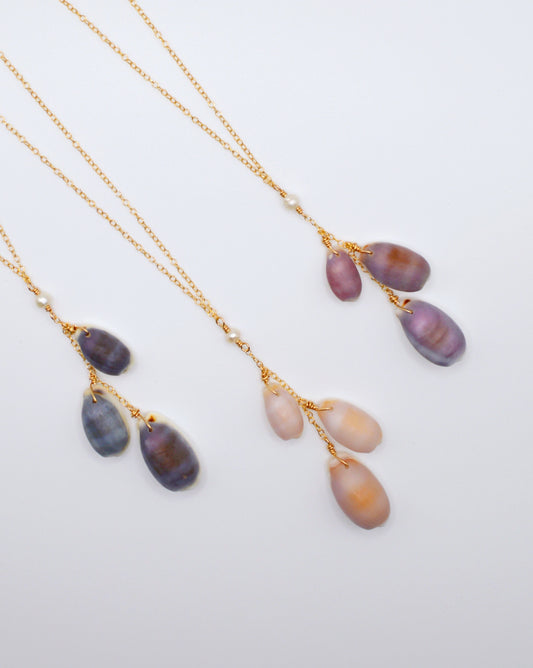 Triple Cowrie Drop Necklace