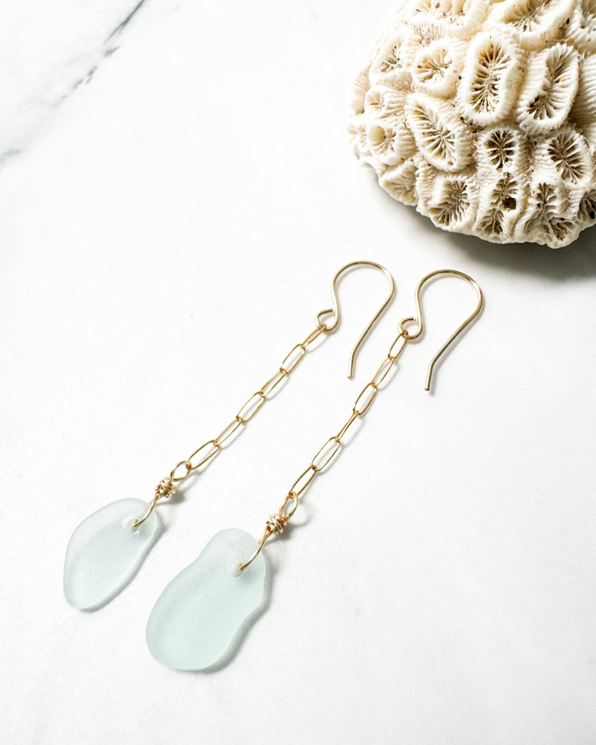 Pale Blue Seaglass Earrings