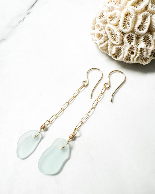 Pale Blue Seaglass Earrings