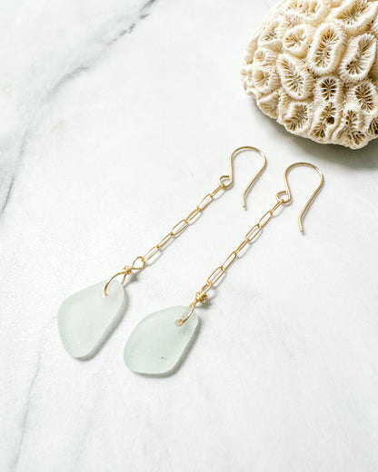Pale Green Seaglass Earrings