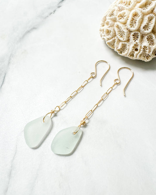 Pale Green Seaglass Earrings